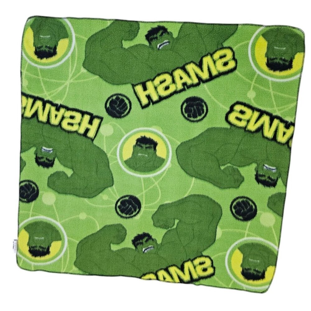 Marvel Hulk Smash Baby Blanket Green Receiving Fleece Avon 2015 29 X 30 Rare